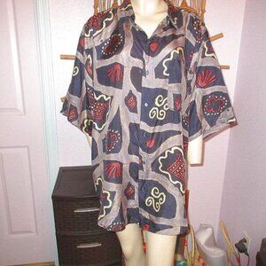Vtg Hey Man Silk Shirt Size XL Lightweight Disco Psychedelic Camp Casual 80s 90s